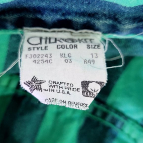 Vintage 90s Cherokee Juniors 13 Green Vertical Striped Denim Long Bermuda Shorts - Picture 5 of 6